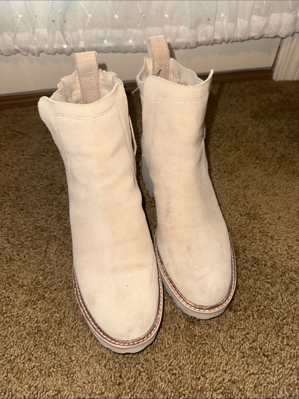 Women's Dolce Vita Cream Suede Ankle Boots - Casual Western Style